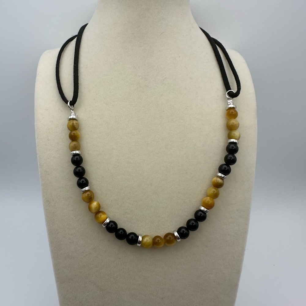 Handcrafted Bohemian Tiger Eye and Tourmaline Choker Necklace